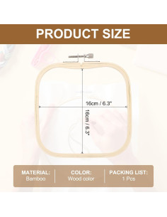 Aros de Bordado Cuadrados PATIKIL 16x16 cm de Bambú 2