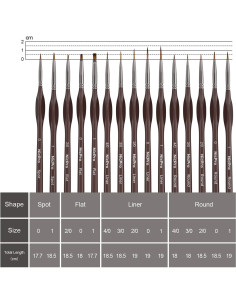 Conjunto de 15 Pinceles de Detalle Nicpro para Pintura 2