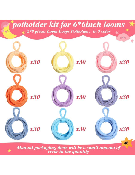 Kit de Bucles de Telar Thiccywoov 270 Piezas Multicolores