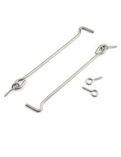 Gancho de Ventana y Puerta PZRT 8" Acero Inoxidable 2 Pcs