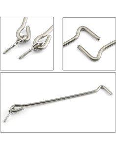 Gancho de Ventana y Puerta PZRT 8" Acero Inoxidable 2 Pcs 2