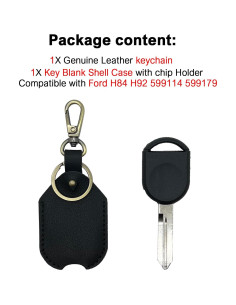 Funda de Llave de Cuero Genuino para Ford - Soporte y Llavero 2