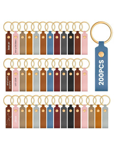 Kit 200 Llaveros de Cuero PU Blankos para Manualidades DIY