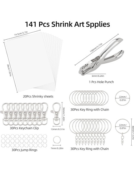 Kit de Llaveros DIY Motroce 141 Piezas con Papel Retráctil