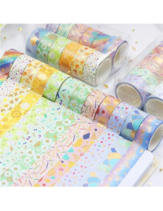 Cinta Washi Floral Dorada Yubbaex 12 Rollos 15mm para Manualidades 2