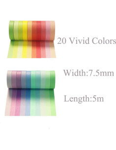 Juego de Washi Tape 20 Rollos 7.5 mm Arcoíris para Manualidades 2