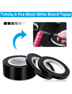 Cinta de Pinstripe Audab 6 Rollos 6 mm Negro para Pizarra 2