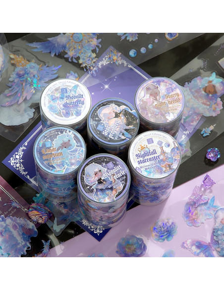 6 Rollos de Cinta de PET Auguro para Journaling y Scrapbooking