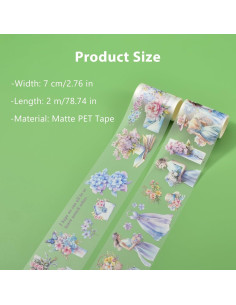 Juego de Washi Tape Valtiner 6.03 cm x 2 m - Chicas y Flores 2