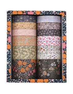 Juego de 12 Rollos de Cinta Washi Floral Songdao 2m 10-30mm 2