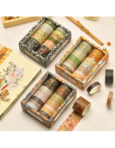 Juego de 12 Rollos de Cinta Washi Floral Songdao 2m 10-30mm