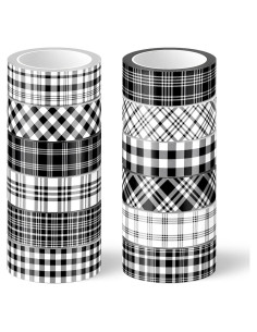 Cinta Washi Cuadros Buffalo Whaline 12 Rollos 5m x 1.5cm