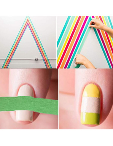 Cinta de Enmascarar de Colores Feeke - 6 Rollos 2.4cm x 12m