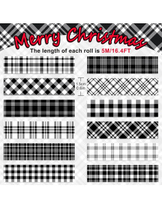 Cinta Washi Cuadros Buffalo Whaline 12 Rollos 5m x 1.5cm 2