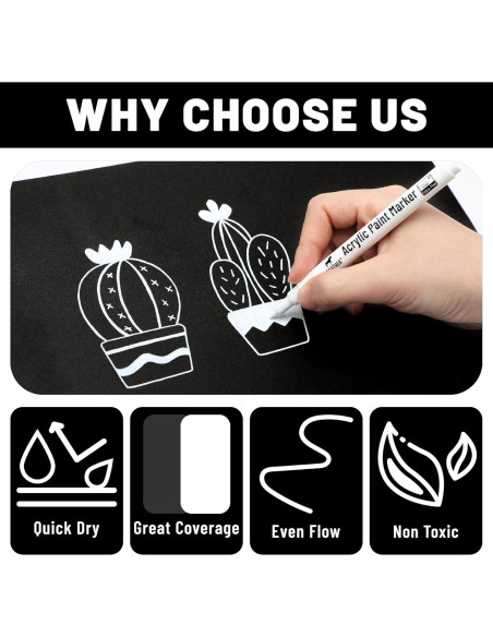 Marcadores de Pintura Acrílica Blanca Pagather 0.7mm Paquete de 6