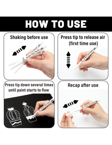 Marcadores de Pintura Acrílica Blanca Pagather 0.7mm Paquete de 6