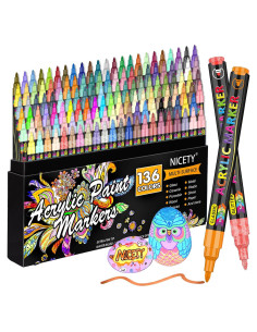 Marcadores de Pintura Acrílica NICETY 136 Colores Punta Fina
