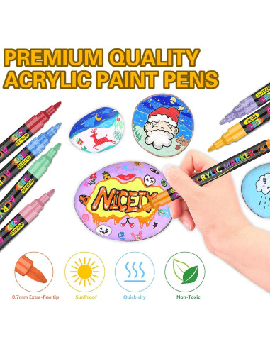 Marcadores de Pintura Acrílica NICETY 136 Colores Punta Fina