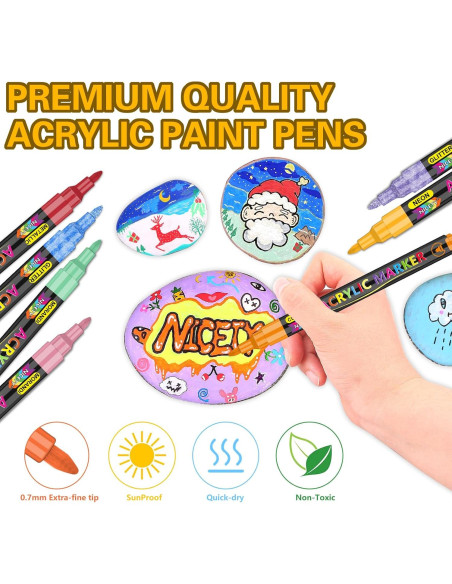 Marcadores de Pintura Acrílica NICETY 136 Colores Punta Fina