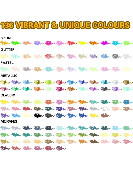 Marcadores de Pintura Acrílica NICETY 136 Colores Punta Fina