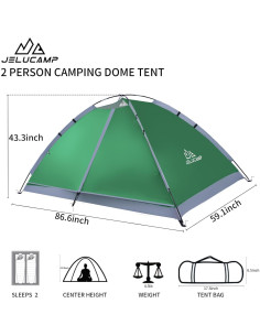 Tienda de Camping JELUCAMP JLP-TENT-8847 para 2 Personas 2