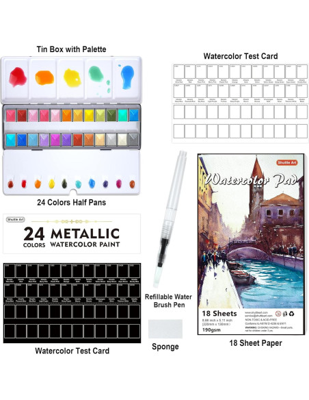 Set de Pintura Acuática Metálica Shuttle Art 24 Colores