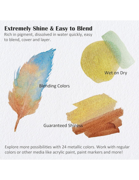 Set de Pintura Acuática Metálica Shuttle Art 24 Colores