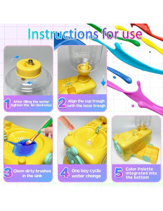 Limpiador de Pinceles WZWXXQ con Bandeja y Capacidad 400ml 2