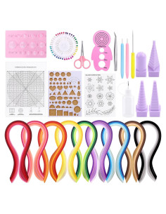 Kit de Papel Quilling Tanstic 64 Piezas 900 Tiras 5mm x 39cm