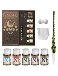 Juego de Plumas de Caligrafía Mancola con 5 Tintas Multicolor