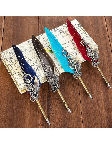 Juego de Caligrafía NC con Pluma de Pavo Real y Tinta