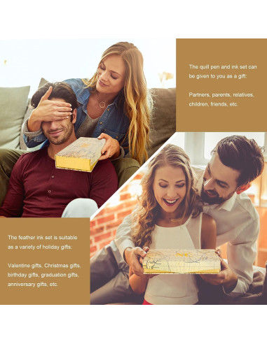 Juego de Caligrafía NC con Pluma de Pavo Real y Tinta