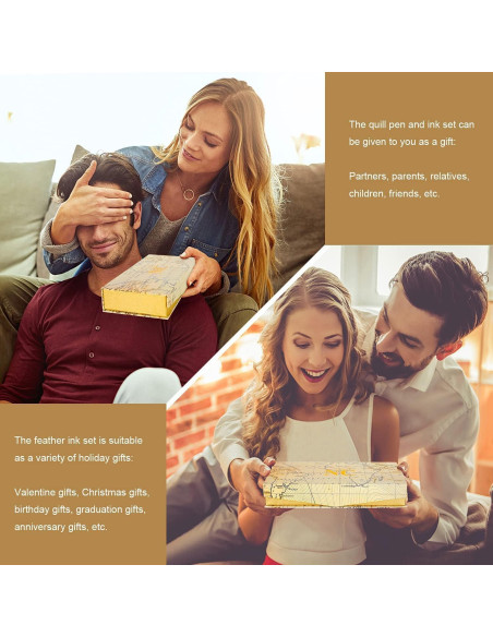 Juego de Caligrafía NC con Pluma de Pavo Real y Tinta