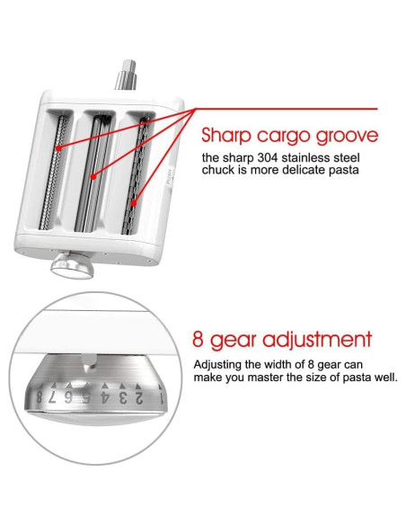 Accesorio de Pasta 3 en 1 COOSNUG para KitchenAid - Rodillo y Cortador