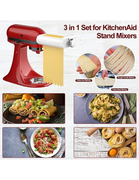 Accesorio de Pasta 3 en 1 COOSNUG para KitchenAid - Rodillo y Cortador