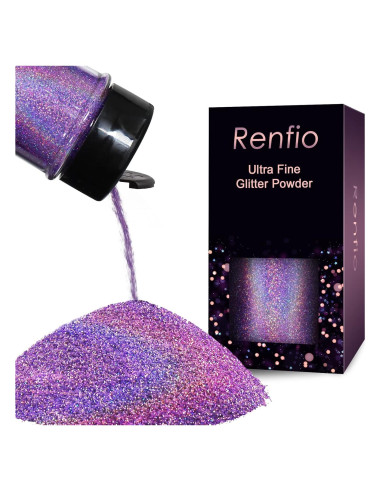 Polvo de Purpurina Holográfica Renfio 60g Púrpura Luz Láser