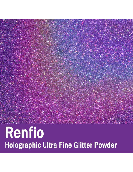 Polvo de Purpurina Holográfica Renfio 60g Púrpura Luz Láser