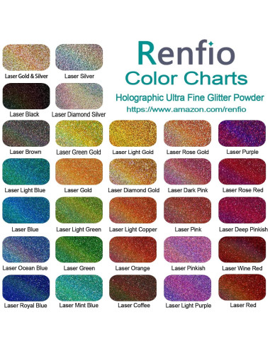 Polvo de Purpurina Holográfica Renfio 60g Púrpura Luz Láser