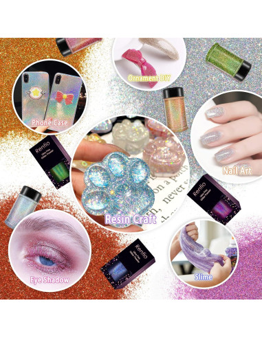 Polvo de Purpurina Holográfica Renfio 60g Púrpura Luz Láser