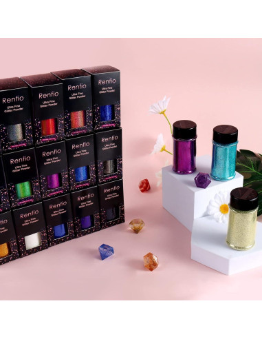 Polvo de Purpurina Holográfica Renfio 60g Púrpura Luz Láser