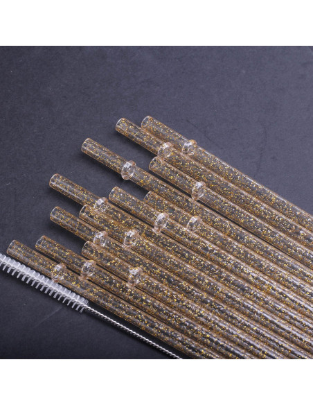 Popotes Reutilizables Dakoufish 12 Piezas 28.2cm Brillo Dorado