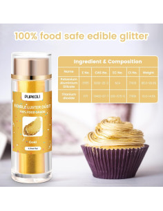 Glitter Comestible Dorado PUPKOLI 15g para Bebidas y Repostería 2