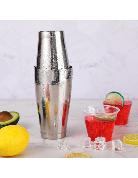 Juego de Coctelera Boston Zhehao 24 Pcs Acero Inoxidable 532ml 828ml