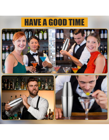 Juego de Coctelera Boston Zhehao 24 Pcs Acero Inoxidable 532ml 828ml