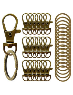 100 Ganchos de Llaveros con Anillos Giratorios Bronce DIY