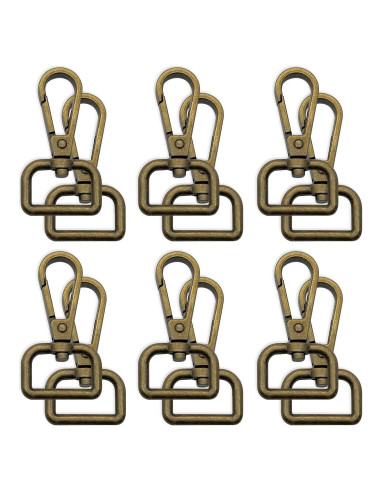 12 Ganchos Giratorios D Anillo Oubaka 48mm Bronce Antiguo