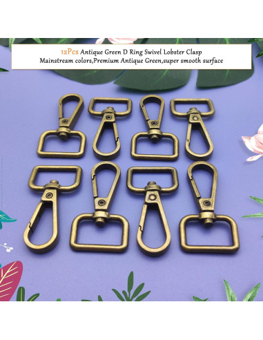 12 Ganchos Giratorios D Anillo Oubaka 48mm Bronce Antiguo