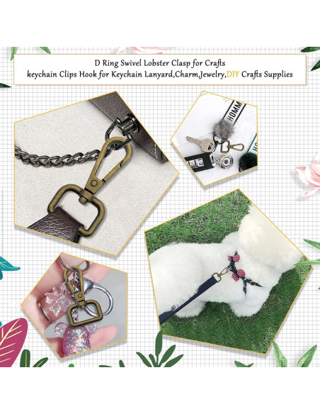 12 Ganchos Giratorios D Anillo Oubaka 48mm Bronce Antiguo