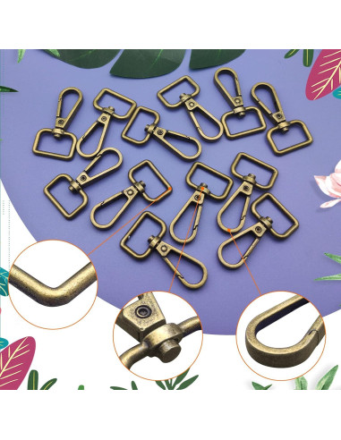 12 Ganchos Giratorios D Anillo Oubaka 48mm Bronce Antiguo
