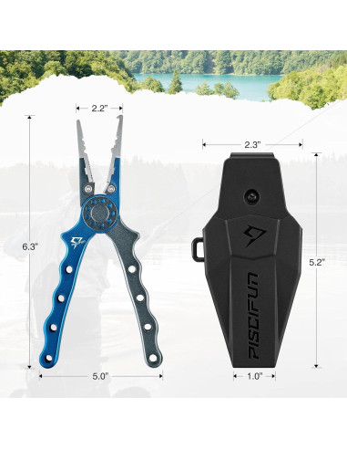 Pinzas de Pesca Piscifun de Aluminio Anticorrosión con Funda
